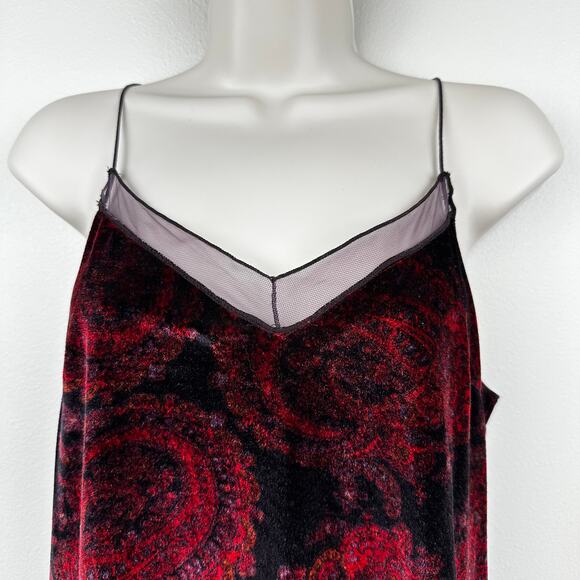 Free People Drippy Velvet Tank Top Cami Paisley Purple Red XS Boho Goth Vamp - Picture 3 of 12